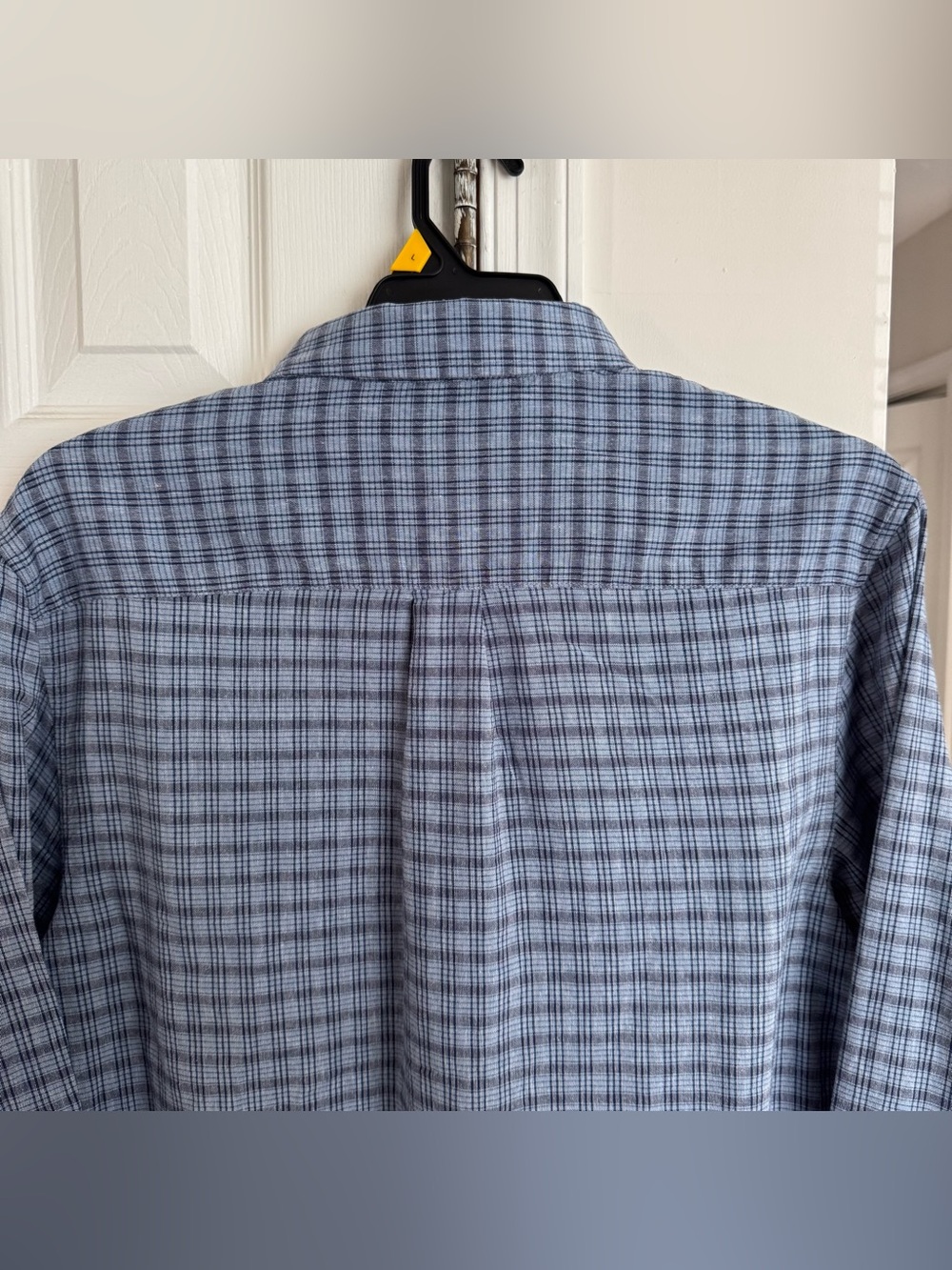 Free Assembly Men’s Linen Blend Plaid Button Down Shirt L Blue Relaxed Fit - Picture 13 of 16